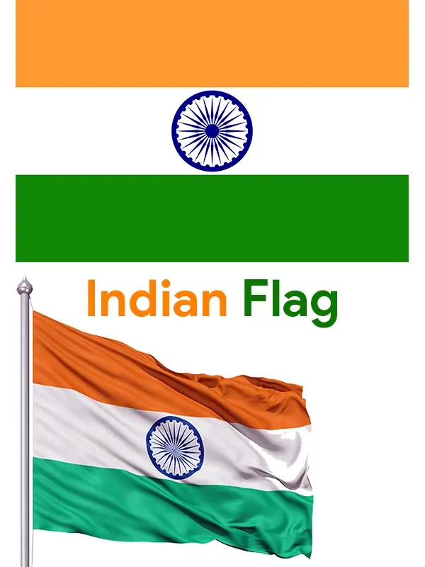 The national flag of India — India saffron, white, and India green bands with a navy blue 24-spoke Ashoka Chakra